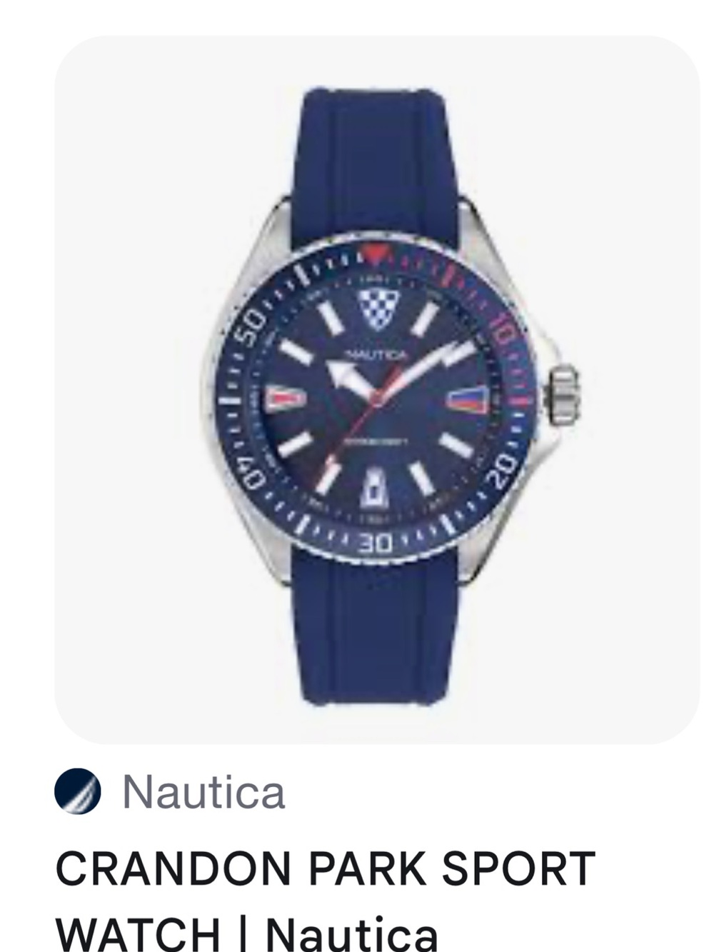 Nautica Blue Silicone Dive Watch with Red Accents
